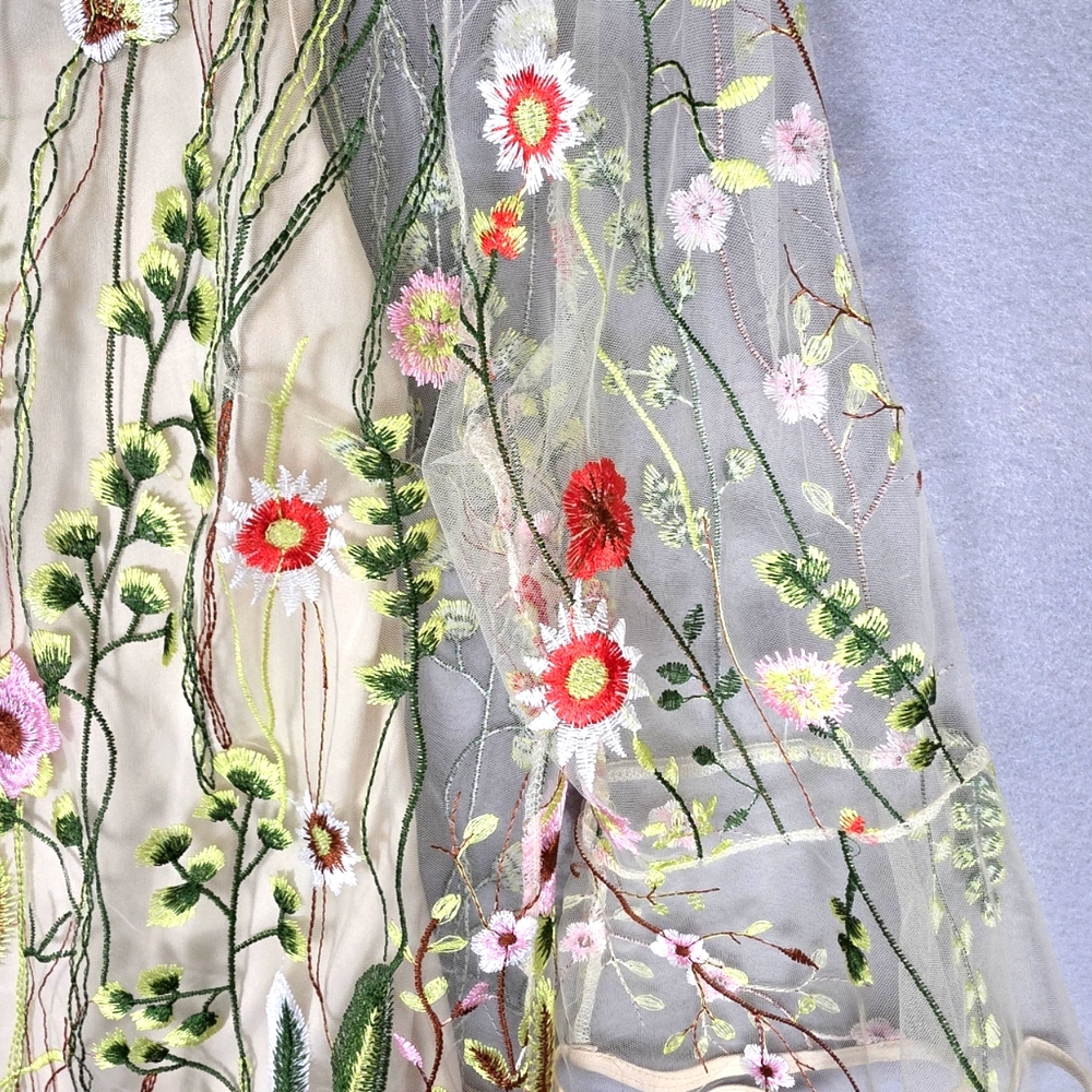 Bedford Fair‎ Embroidery Floral Lace Blouse With Tank Boho Size M - Picture 3 of 9